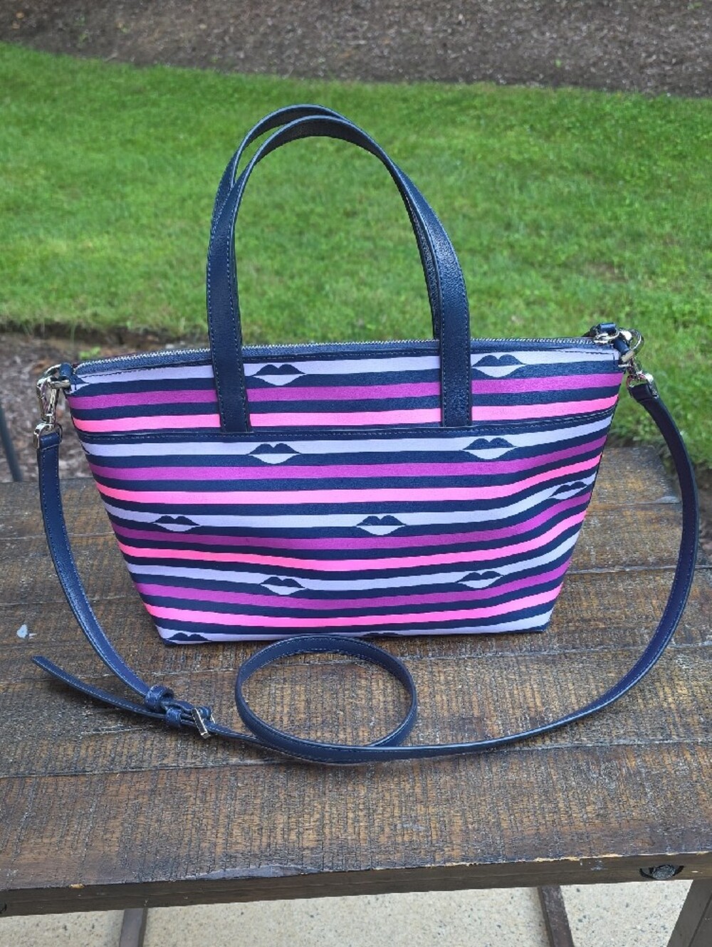 kate spade Patrice Lips Striped Crossbody Tote - Picture 3 of 10